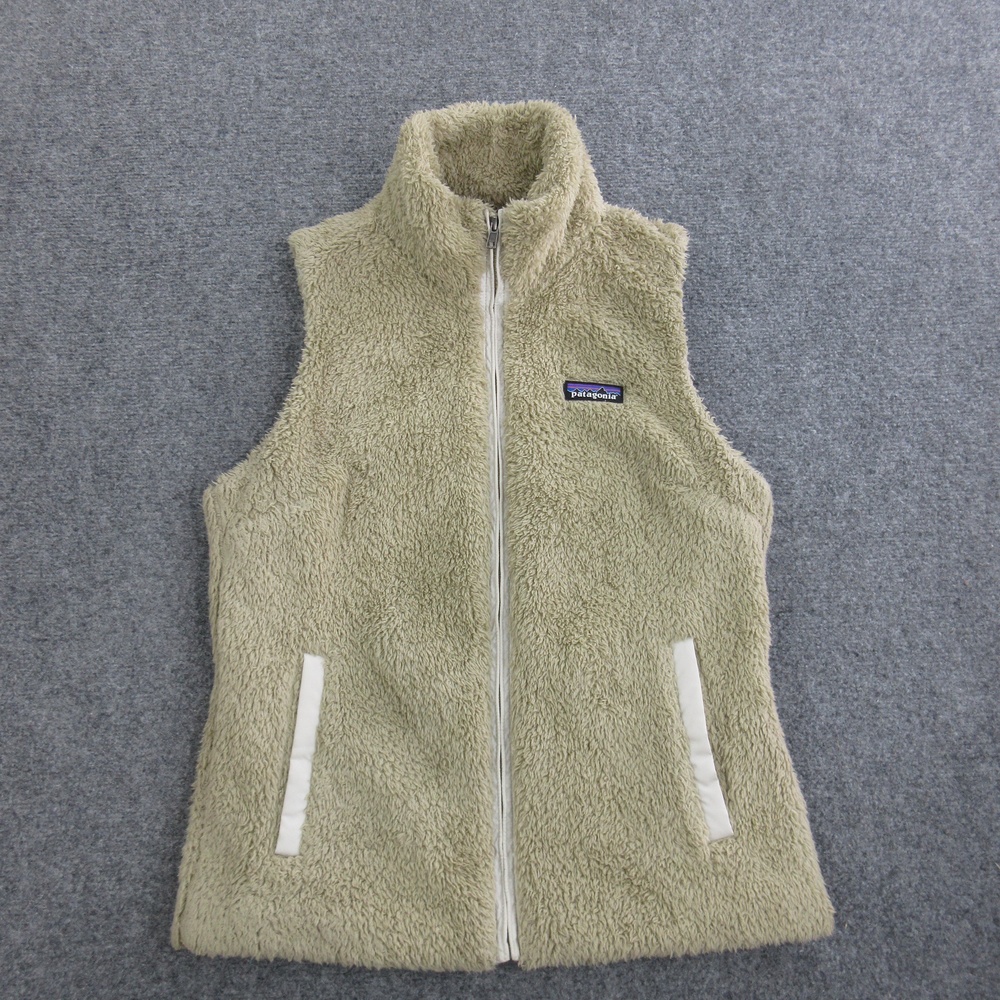 Patagonia Vest Womens Medium Beige Los Gatos Fleece Full Zip Pockets Warm